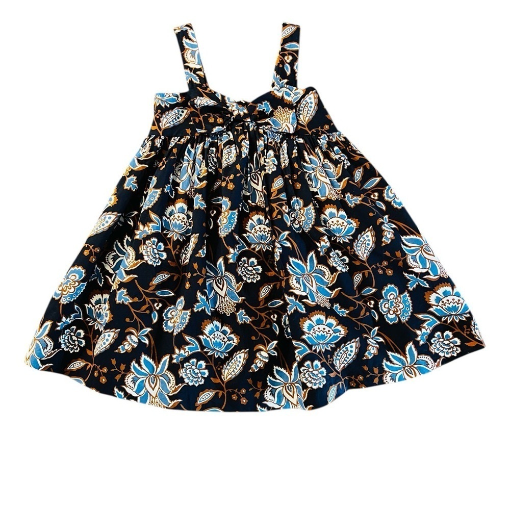Janie and Jack Floral Kids Dress - Brown and Blues Size 4T
